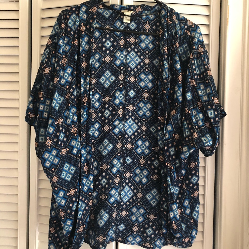 Blue printed Kimono top